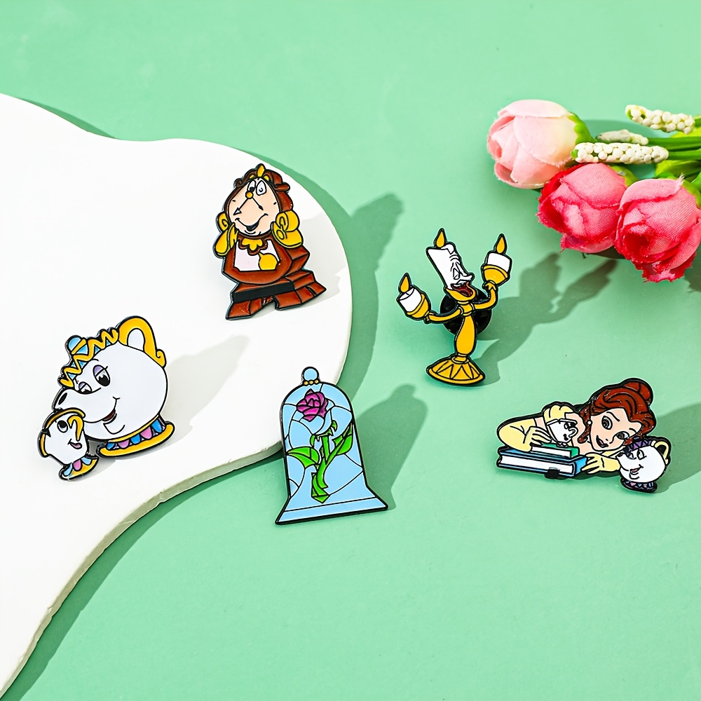 Healing Anime Mrs Potts Enamel Pins Metal Badges - Set of 6